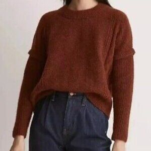Madewell Cable Knit Havener Wool Alpaca Sweater Rust Sustainable Granola Girl-M